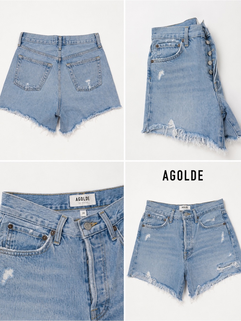 Agolde Light Wash High-Rise Distressed Jean Shorts